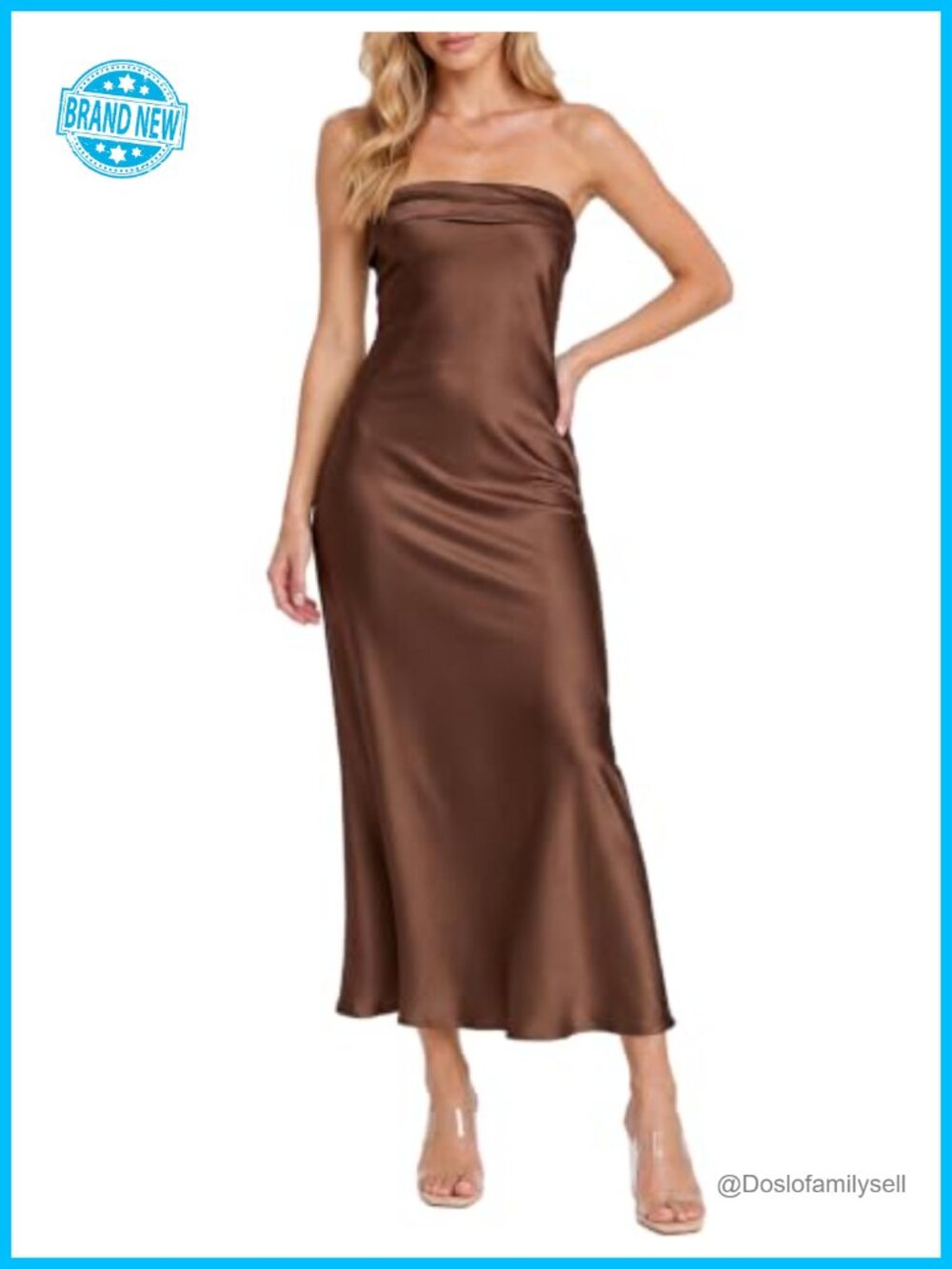 Satin Strapless Backless Maxi Dress Wedding Guest Formal